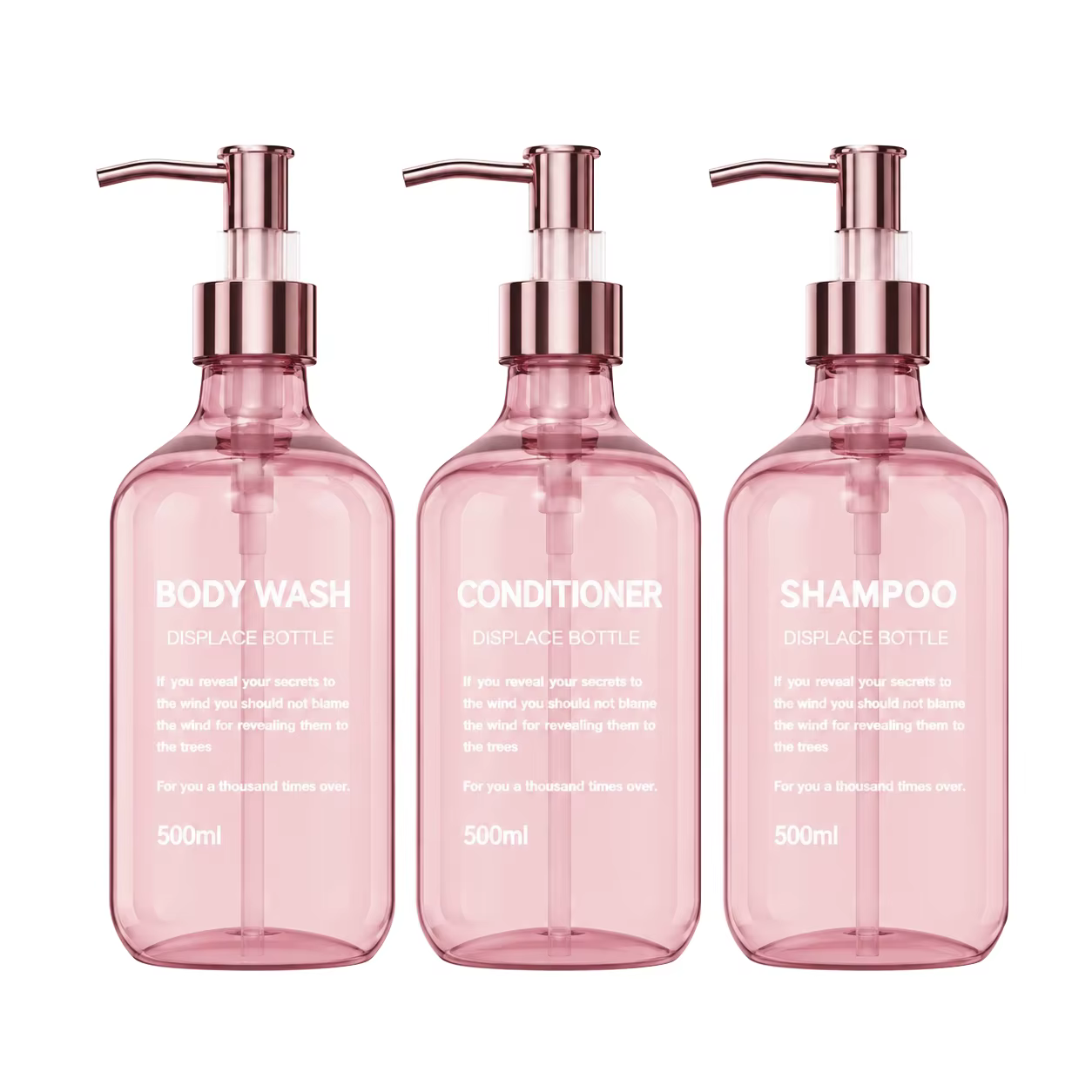 Ensemble de distributeurs de douche pour salle de bain, flacons rechargeables roses pour shampoing, 