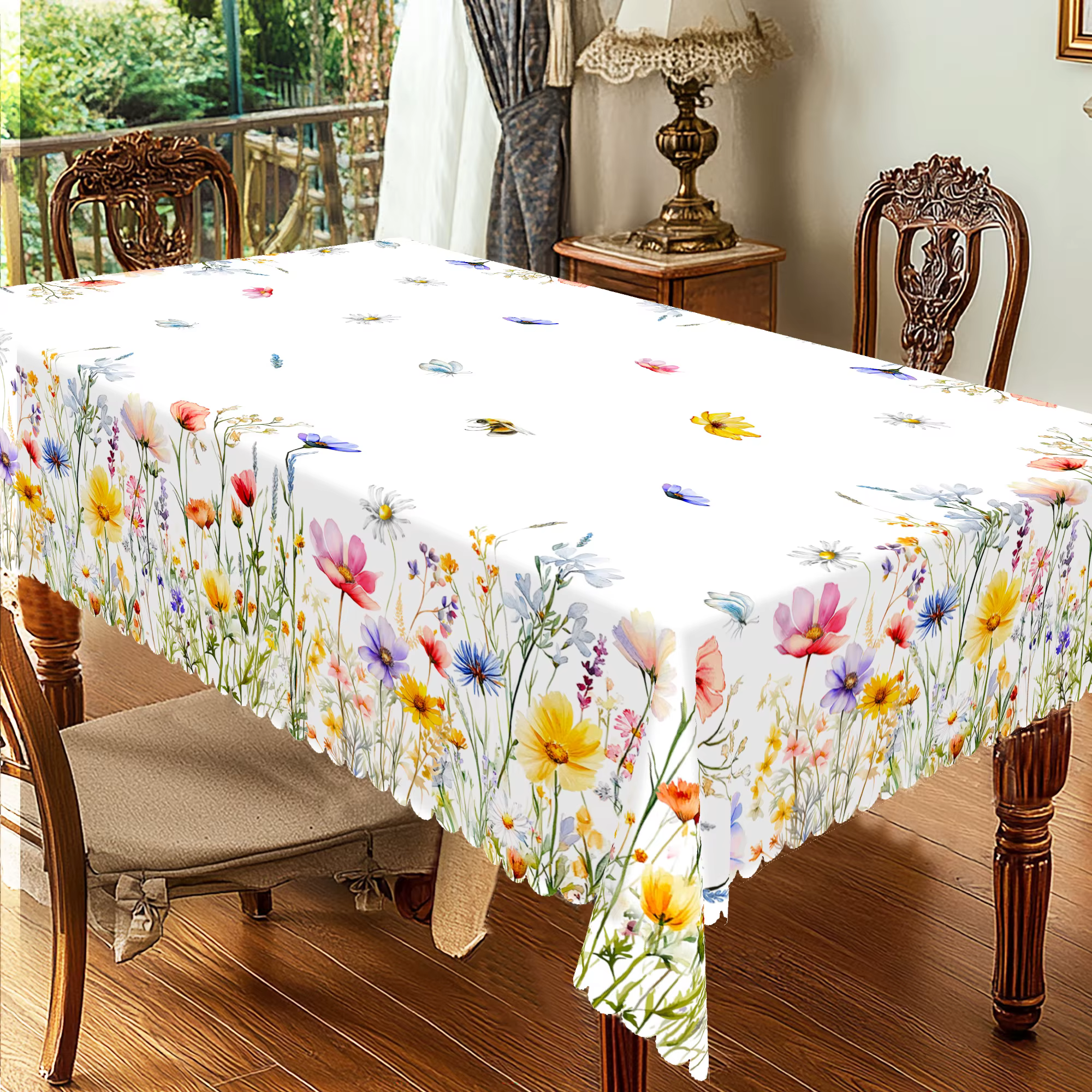 Nappe à imprimé floral, 1 pièce, design floral élégant et coloré, décoration d'intérieur, idéale pou
