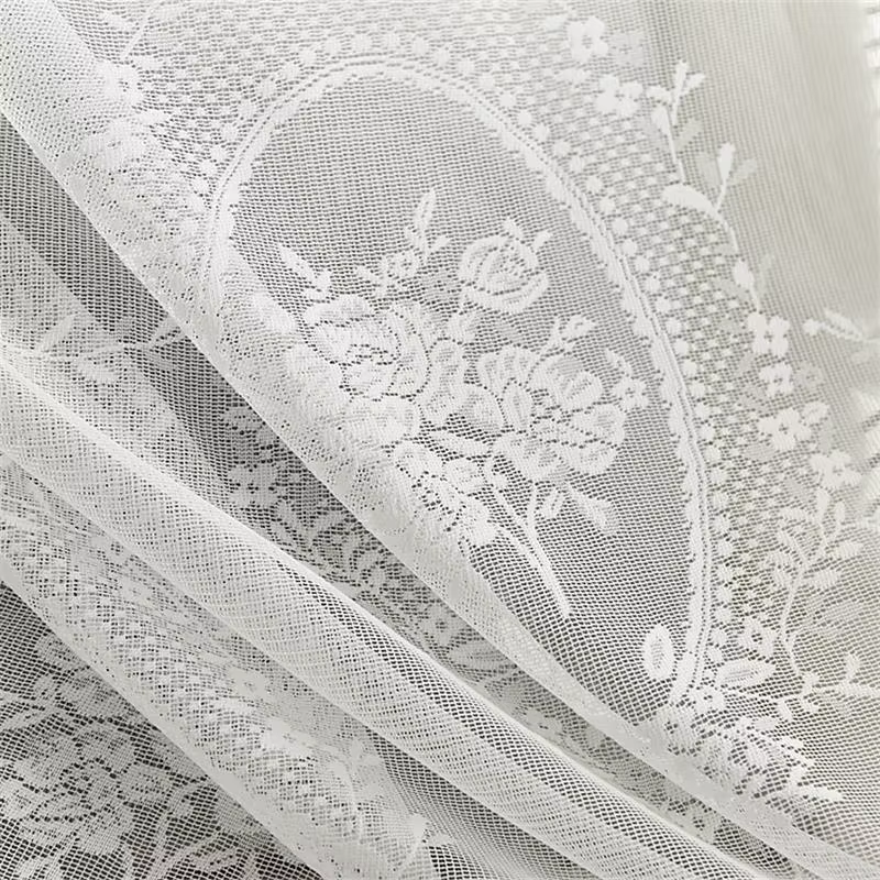 1 rideau en dentelle translucide de style européen, rideau en gaze finement travaillé avec motif de 