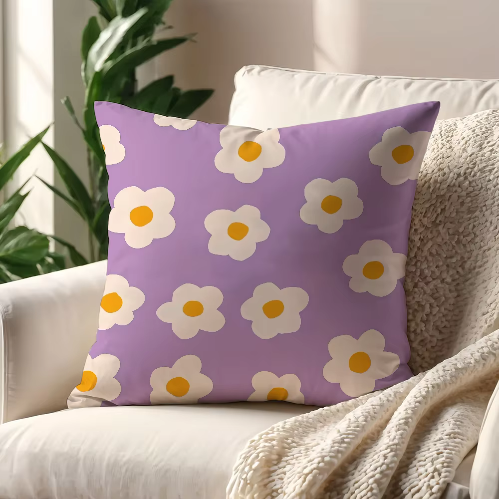 Housse de coussin mignonne en forme de fleur F, dessin animé, pour oreiller imprimé, décoration de c