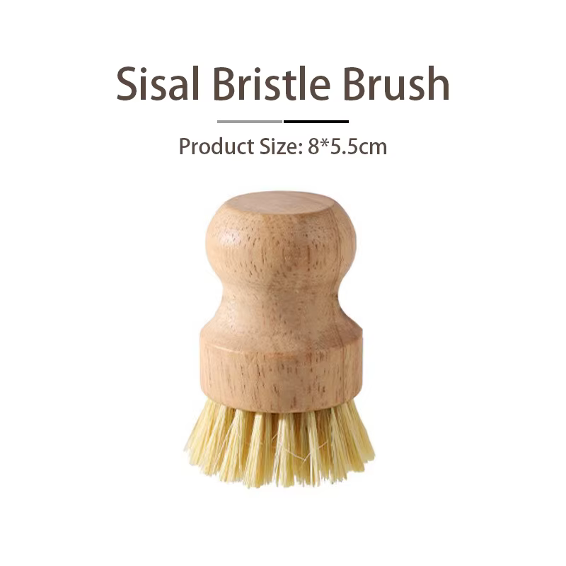 Brosse de nettoyage de cuisine écologique, durable et portable, en bois, avec fibres de sisal et de 
