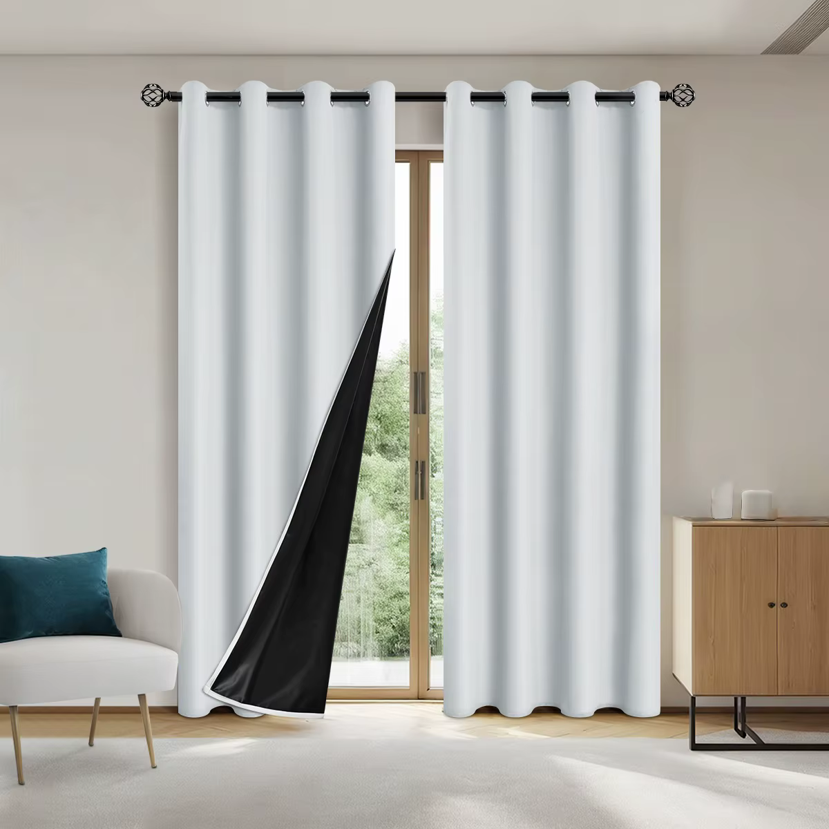 1 rideau occultant noir de 1m x 130cm/160cm/200cm/250cm de large, rideau occultant pour fenêtre, sal