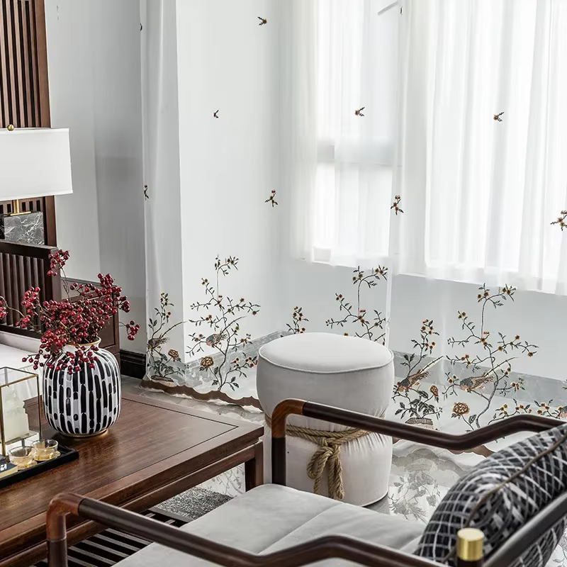 Rideaux brodés chinois haut de gamme pour chambre à coucher, rideaux d'étude de salon, écran de fenê