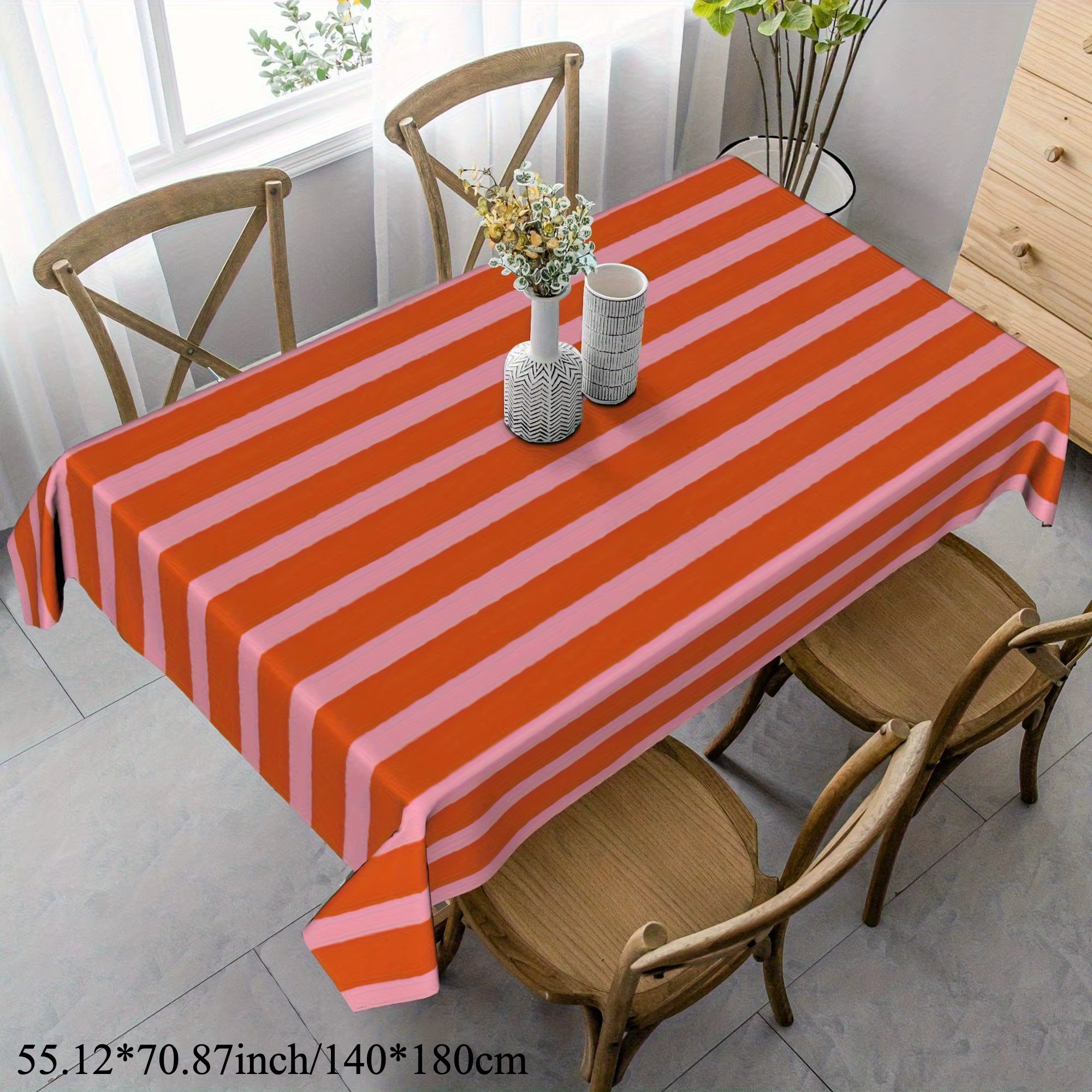 Nappe rayée Orange et rose vert noir bleu rayures couverture de Table rectangulaire Durable cuisine 
