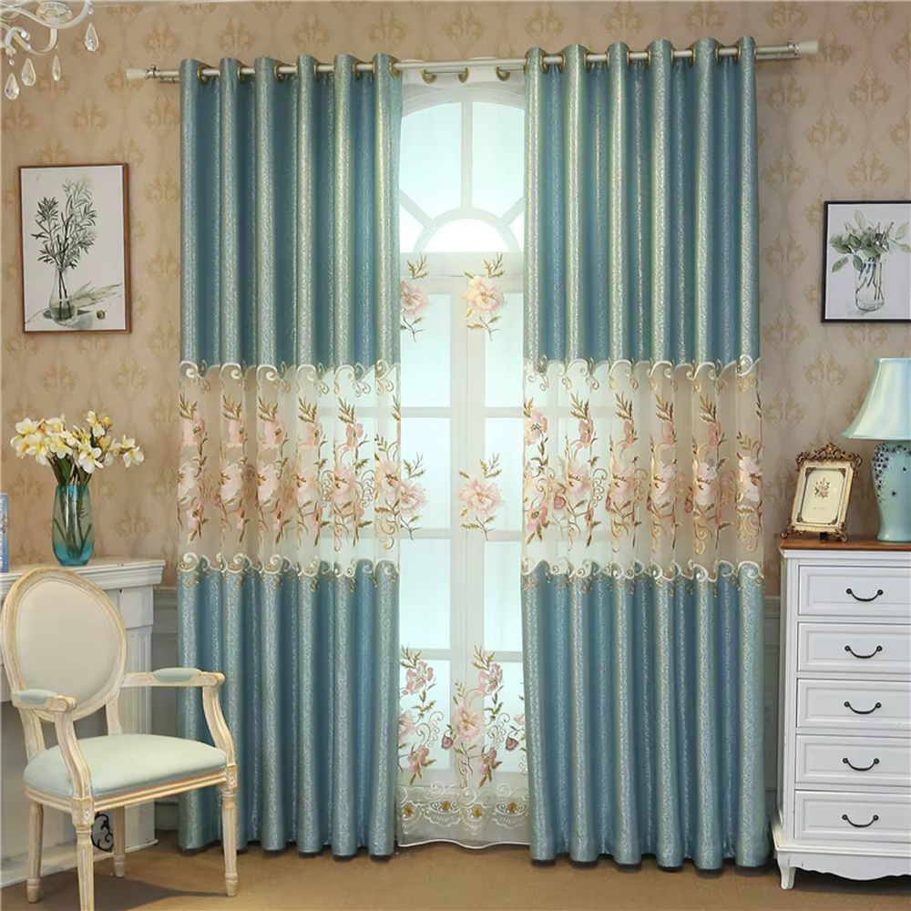 Rideaux de salon blancs de luxe en jacquard turc brodé, design élégant, haute qualité, avec œillets