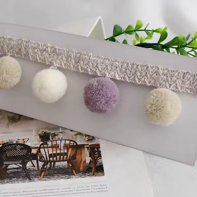 Rideaux simples et mignons avec pompon, frange en coton, boule de poils, accessoires de nappe de can