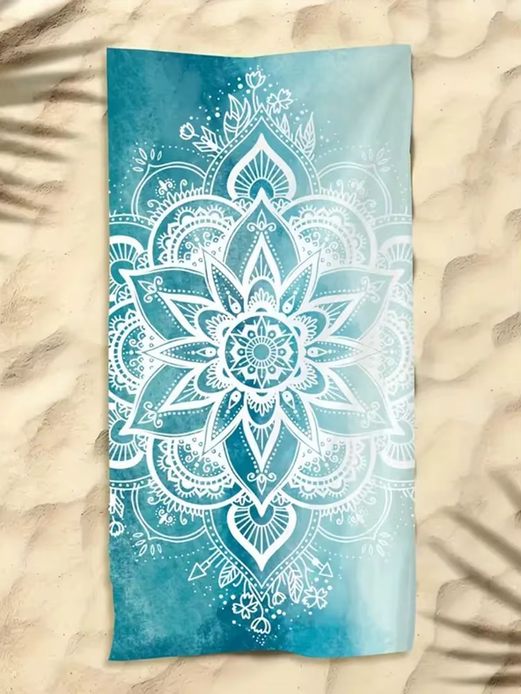 Serviettes de plage Mandala bleu, taille agrandie 90x180cm, douces pour la peau, absorption d'eau fo