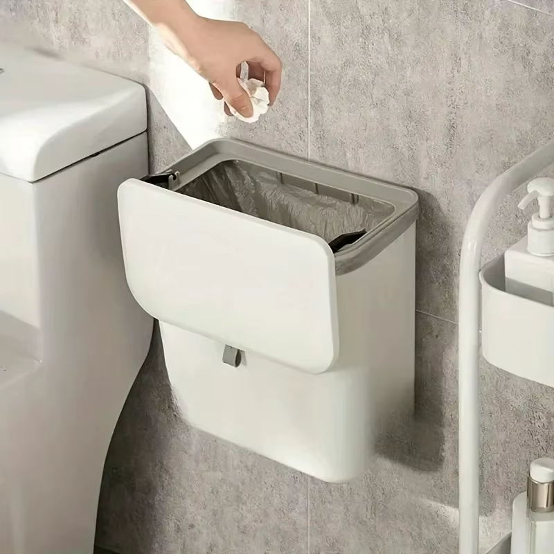 Poubelle murale blanche pour cuisine, bac de rangement en plastique pour déchets, poubelle de cuisin