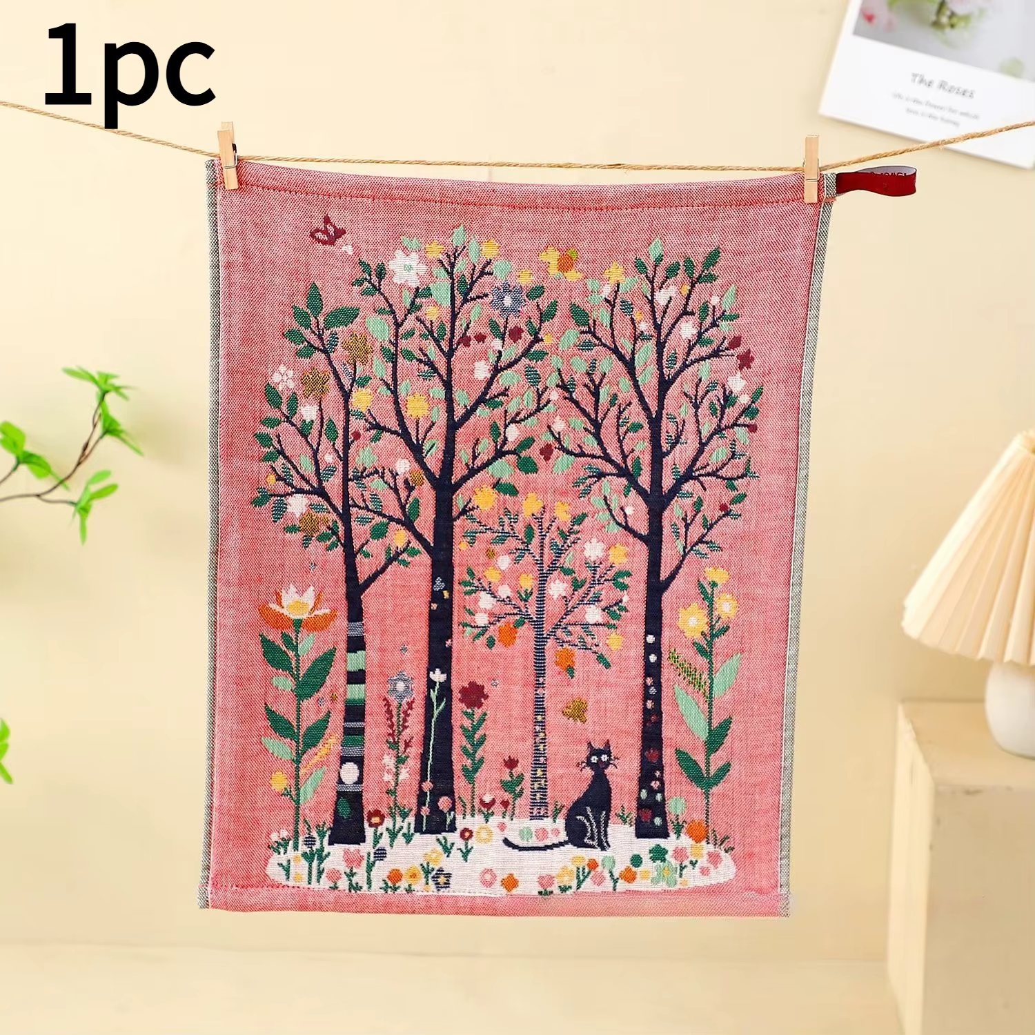 1 pièce de serviettes carrées en fil de coton à quatre couches |   Serviettes à thème forestier, mul