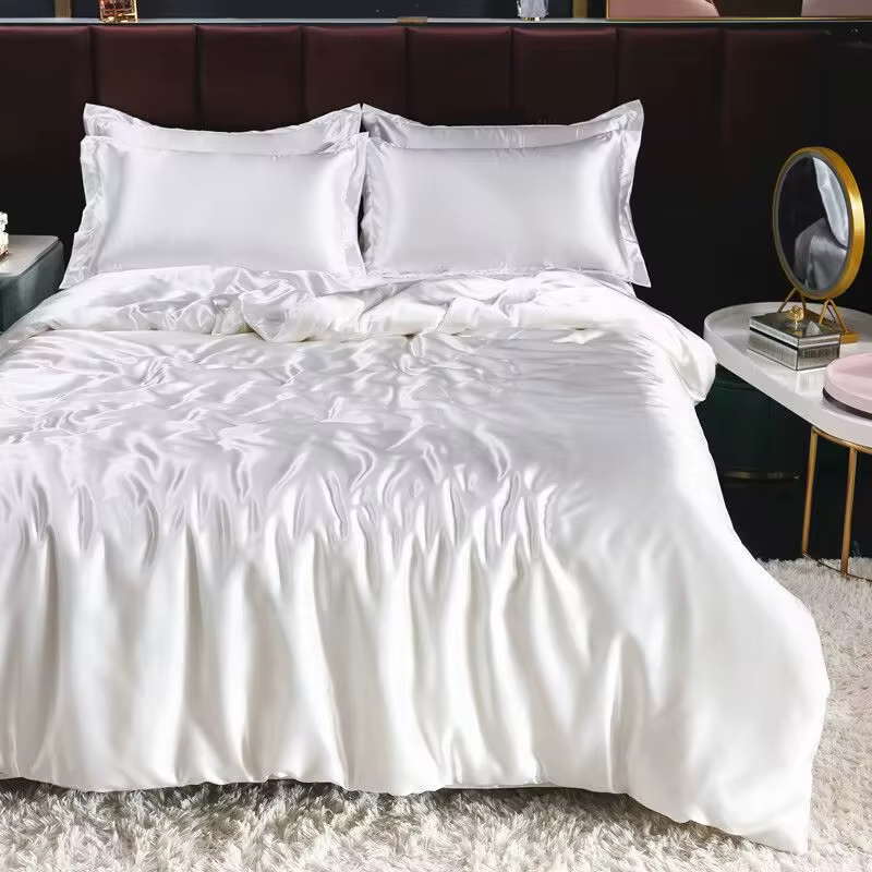 Couvre-lit en satin soyeux d'émulation de luxe pour l'été, housses de couette pour taille Queen et K