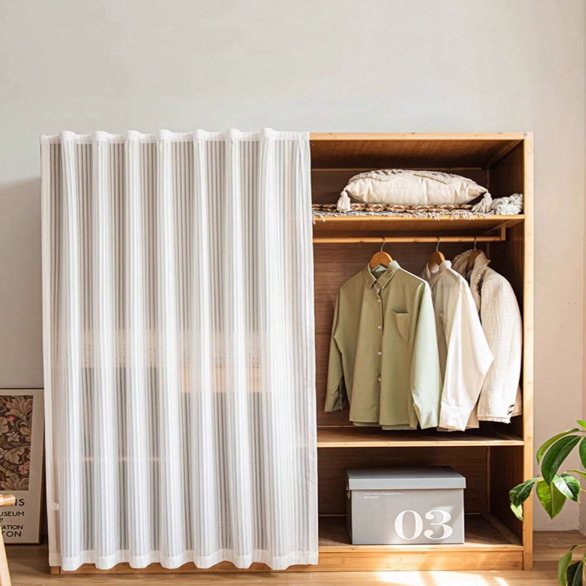 Rideau adhésif de couleur blanche, sans installation de poinçonnage, plus rapide à crochet et boucle