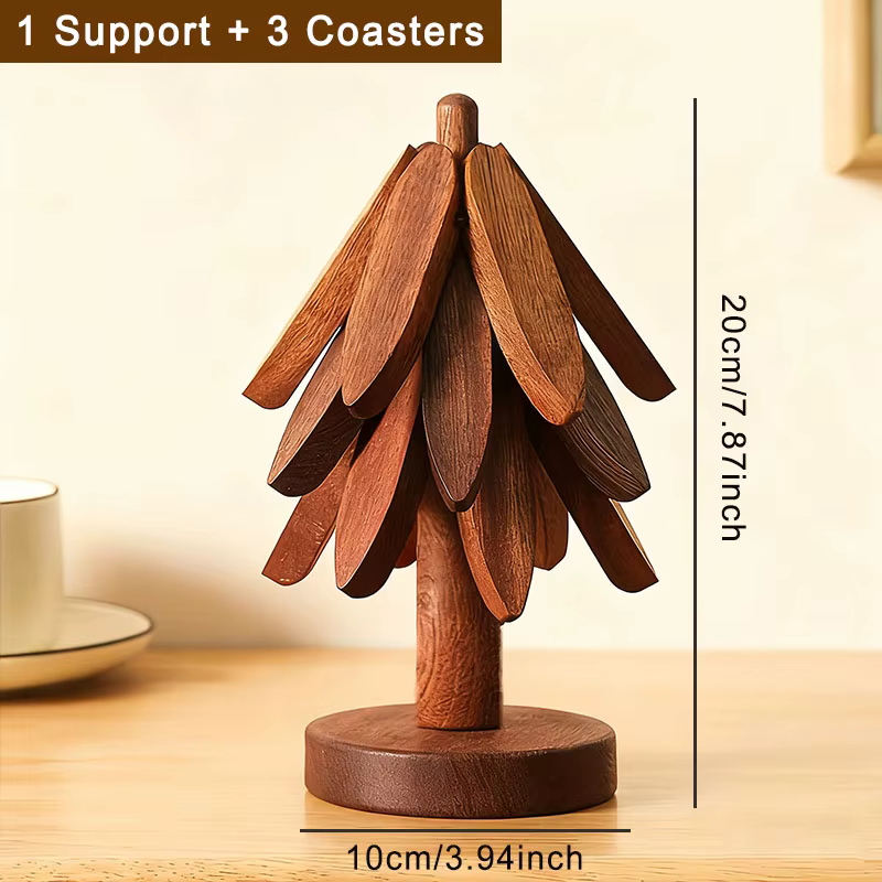 Support Design d'arbre dessous de plat en bois de bambou, tapis de Table décoratif Anti-brûlure rési
