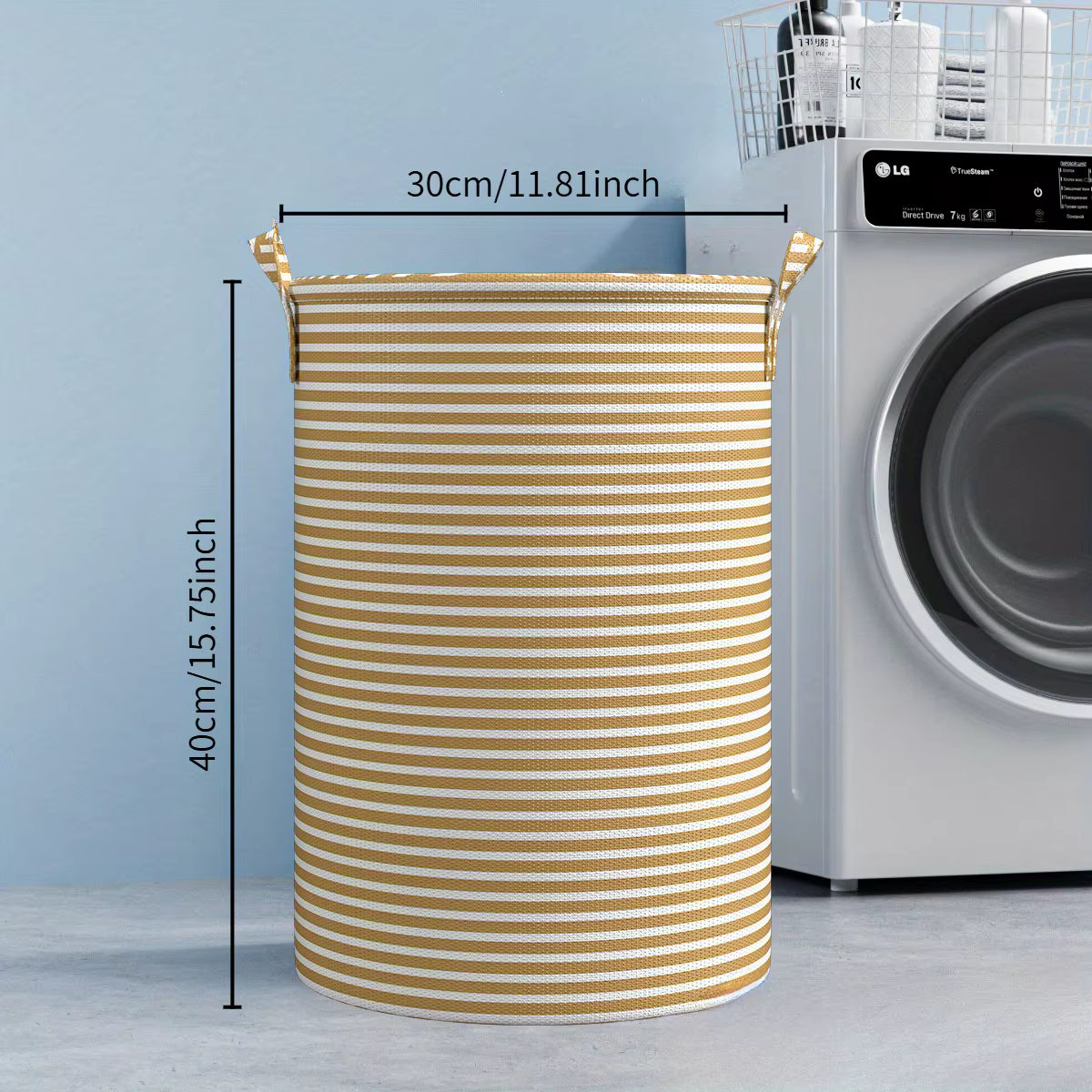 Haundry – grand panier à linge épais avec poignée, grand panier à linge rond pliable, sac à linge po