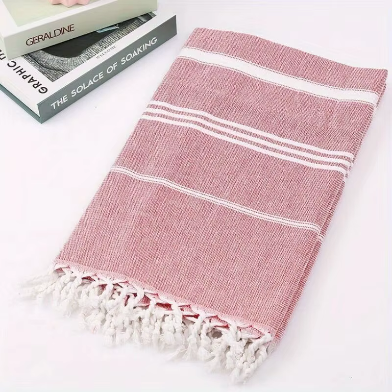 Serviette de plage turque surdimensionnée 100x180cm, avec pompon sans sable, séchage rapide, Extra L