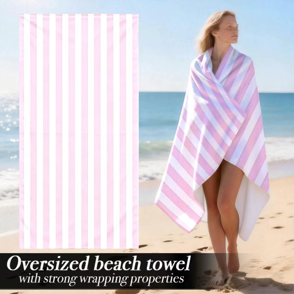 Serviette de plage extra large de luxe surdimensionnée |   Microfibre douce et légère avec des propr