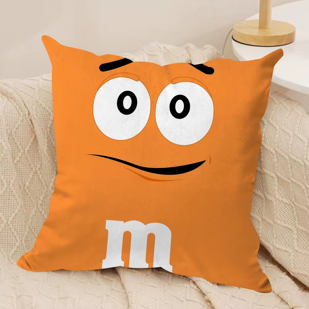 Housse de coussin en peluche douce M-M&M'S Chocolate | Housse de coussin décorative imprimée double 