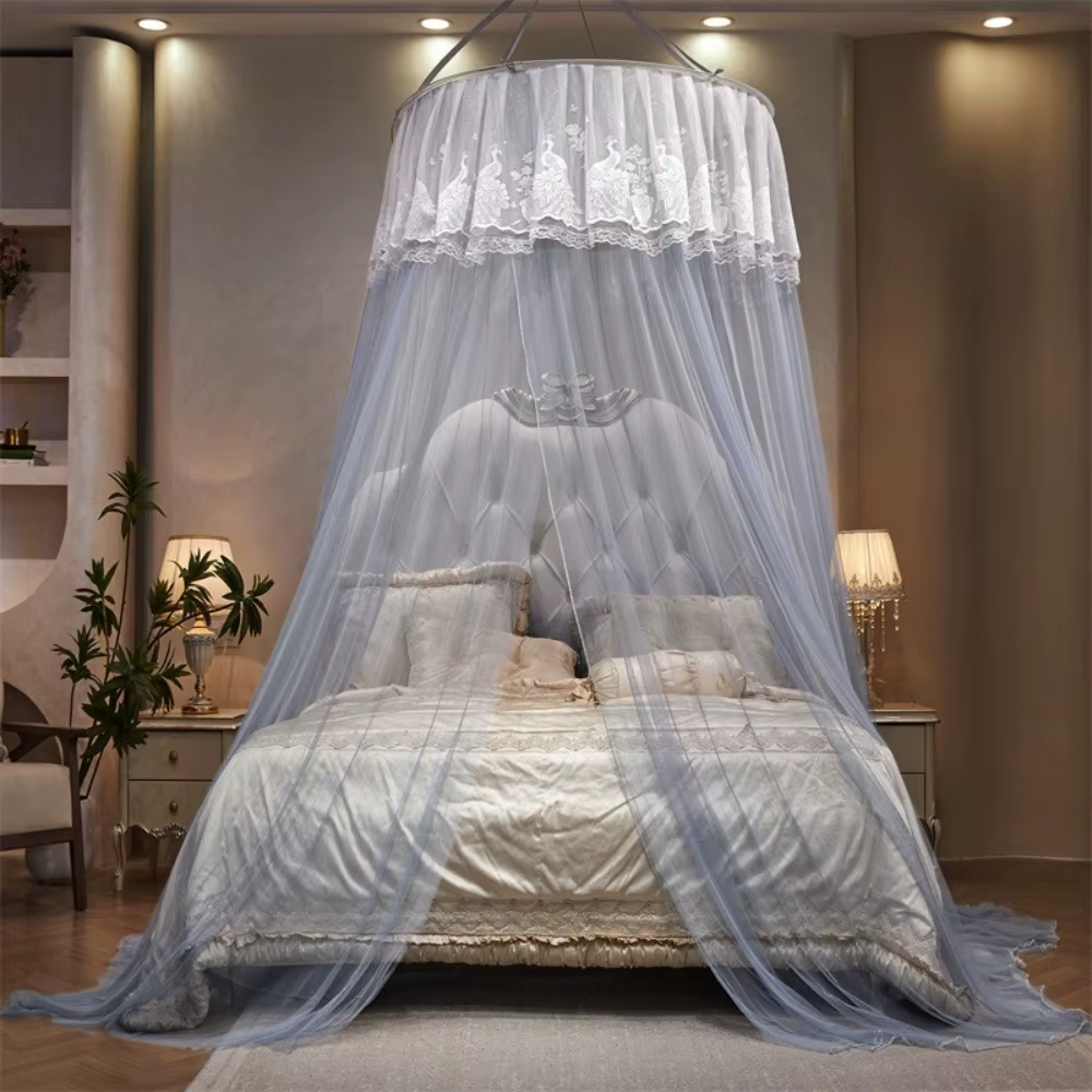 Moustiquaire de lit romantique en dentelle, style princesse, anti-insectes, en maille fine, grand es