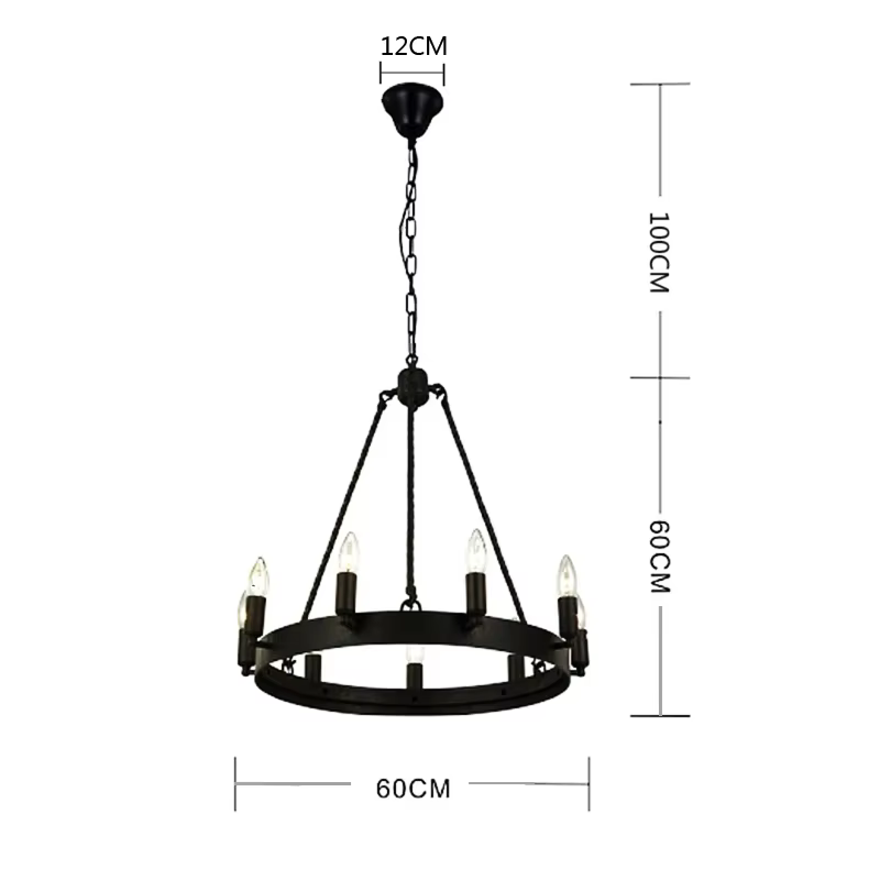 Lustre noir Vintage industriel pour cuisine, chambre à coucher, salon, éclairage intérieur rétro en