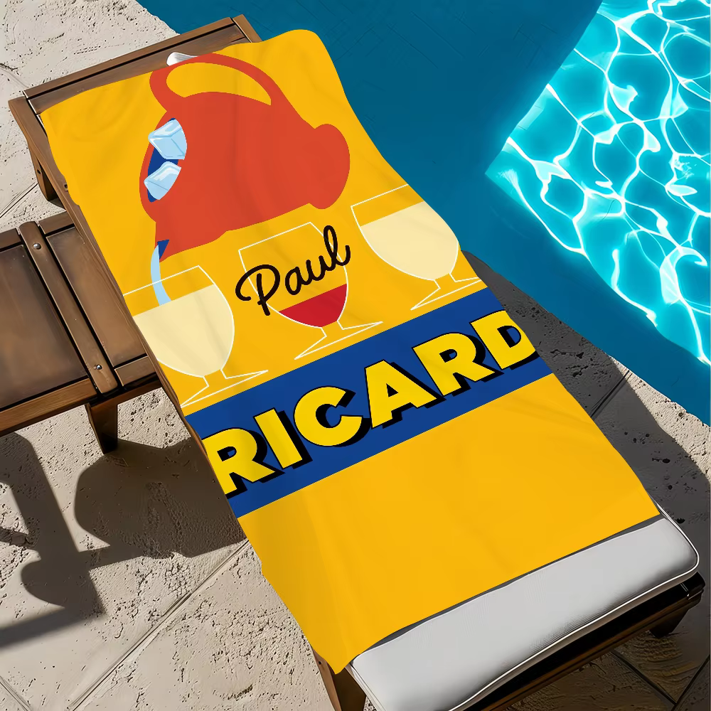 Serviette de plage de luxe avec logo R-ricard-D, serviettes de piscine douces à séchage rapide, cade
