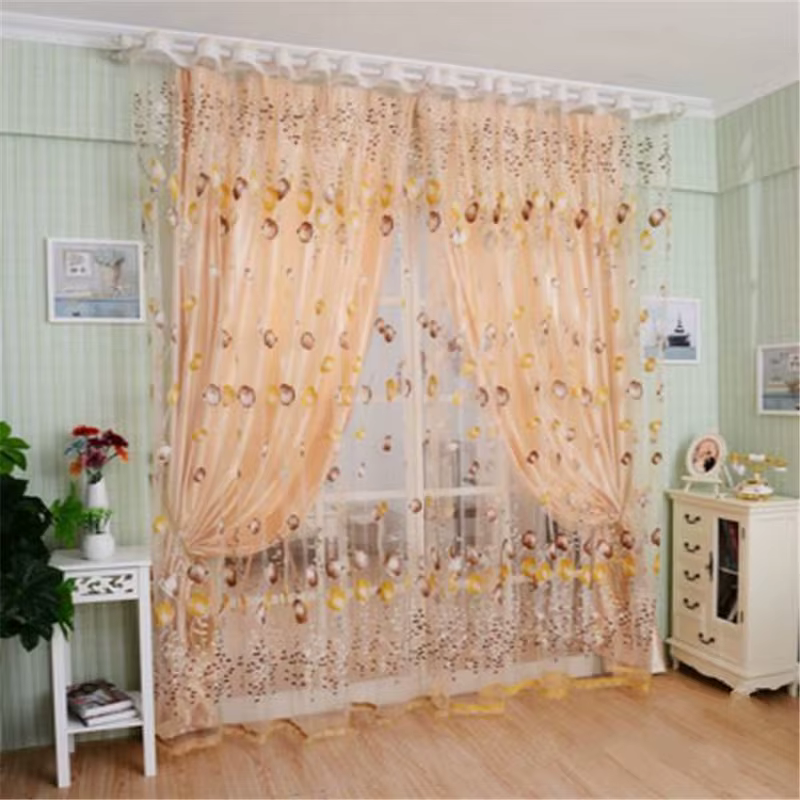Rideaux de fenêtre en tulle Tyys transparent, motif tulipe imprimé, rideau pare-soleil, chambre à co