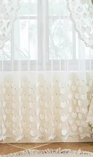 Rideau vert de luxe léger en Chenille Simple, pour chambre à coucher et salon, dentelle blanche, tis