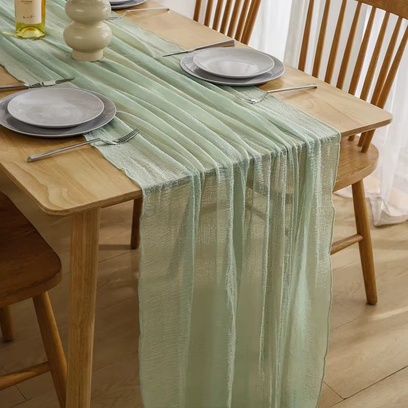 Chemin de Table en tissu de fromage rustique Boho, chemin de Table pour mariage, réception-cadeau po