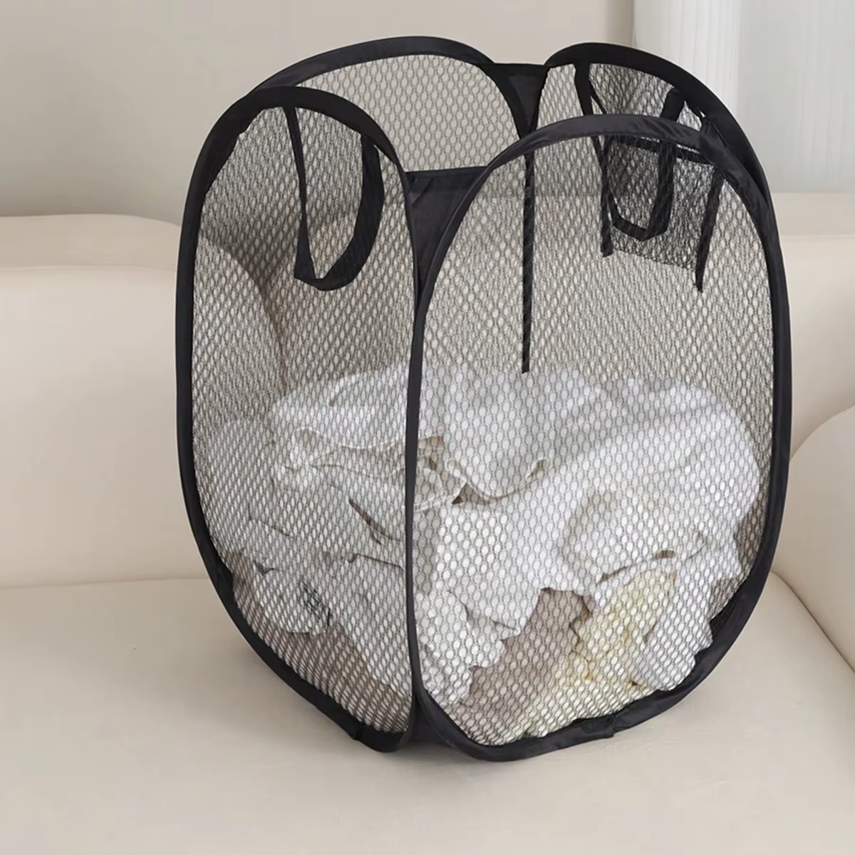 Mir de tri de linge sale pliable, cadre de lavage, sac de rangement en maille pour salle de bain, or