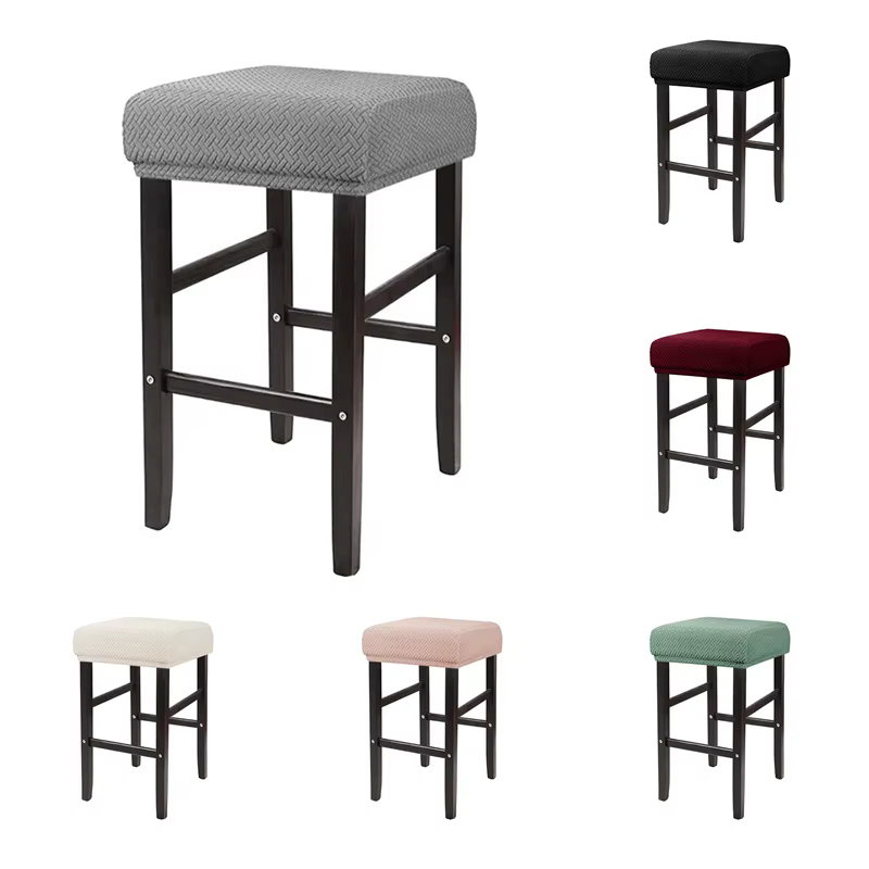 Housses élastiques jacquard pour tabouret carré, housses de tabouret de bar, housses de siège de dég