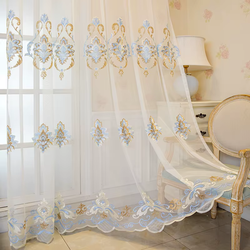 Rideaux européens pour salon, salle à manger, chambre à coucher, écran de fenêtre brodé