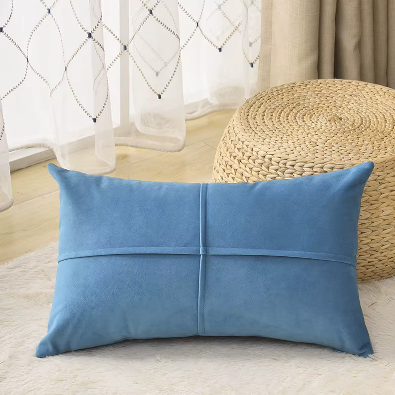Housse de coussin lombaire douce, taie d'oreiller en velours, Design croisé, uni, confortable, décor