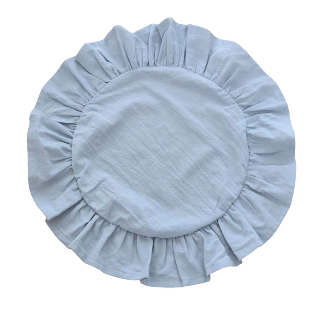 Sets de table ronds en coton uni à volants, style rustique, pour le thé de l'après-midi, décoration 