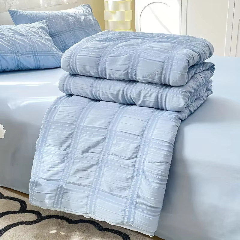 Parure de lit moderne pour chambre à coucher, ensemble de couette légère en seersucker, doux, respir