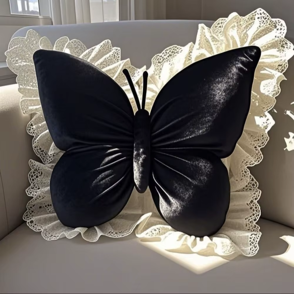 Nouveau mignon papillon oreiller dentelle papillon tête de lit oreiller Textile de maison coussin ca