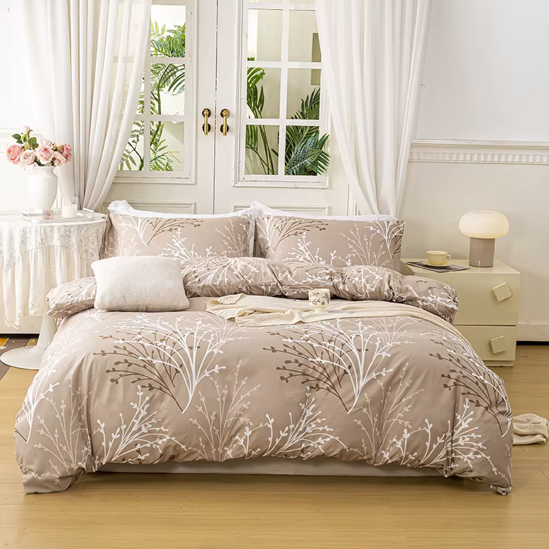 3 pièces/ensemble ensemble de housse de couette à motif Floral feuille (1 housse de couette et 2 tai