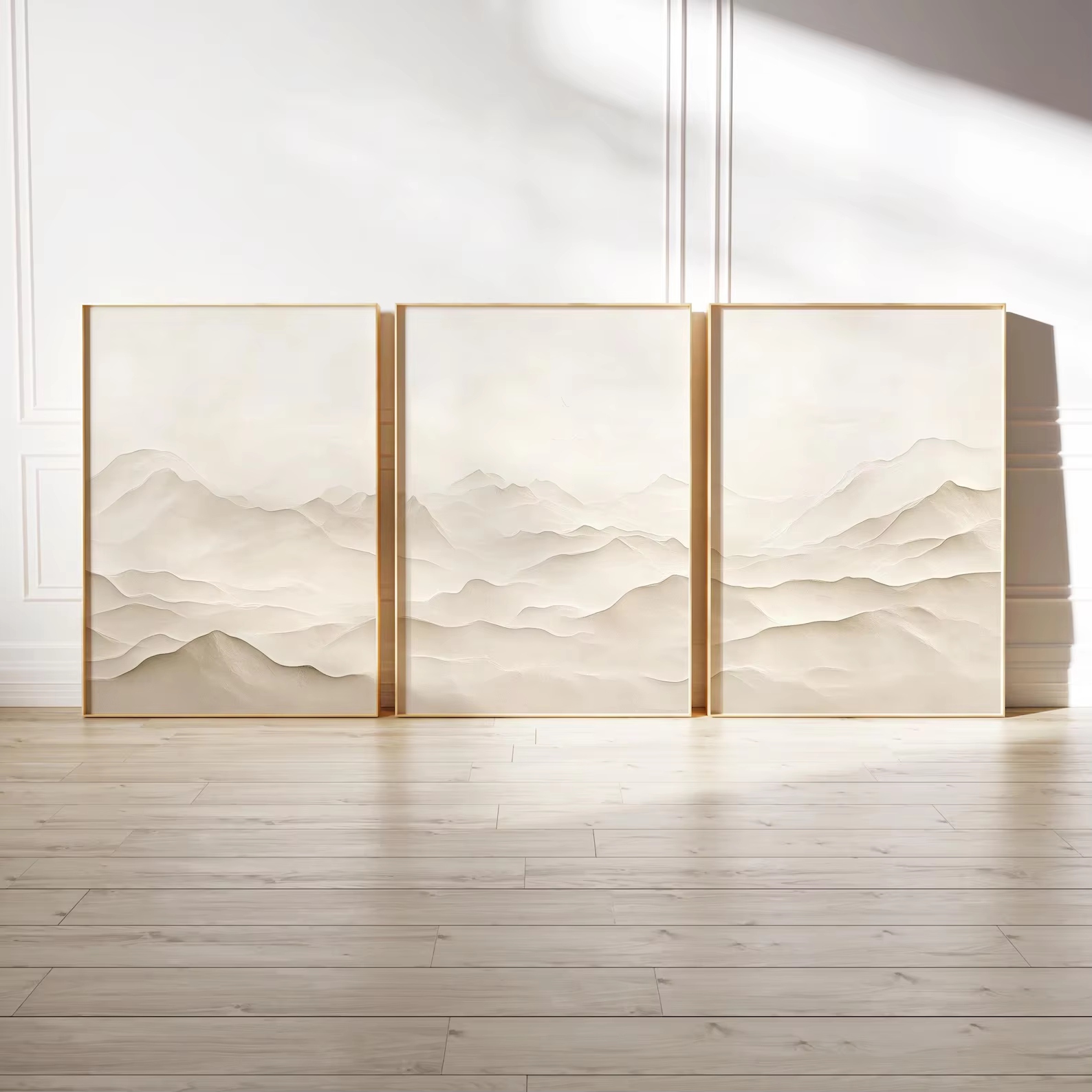 Lot de 3 tableaux muraux Japandi, affiches minimalistes de paysages de montagnes japonaises neutres,