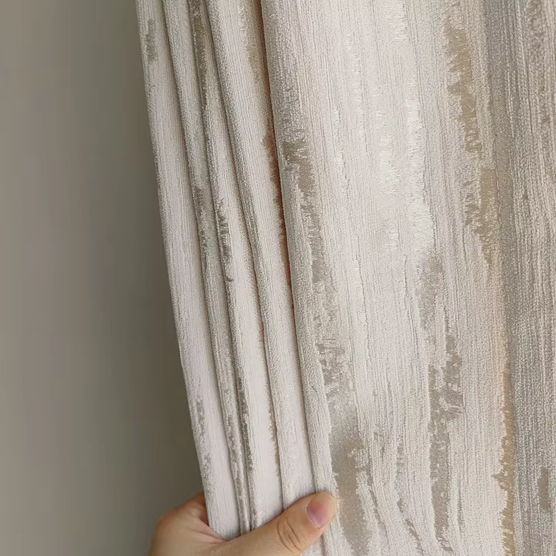 Rideaux occultants beiges français pour salon et chambre, en jacquard chenille haute précision, tull