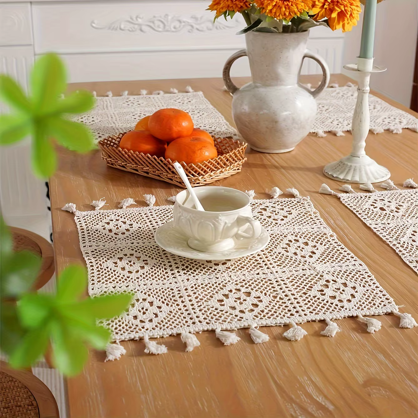 1 PC/coton tissé à la main bohème napperon crochet napperon nappe carré à la main coton dentelle soi