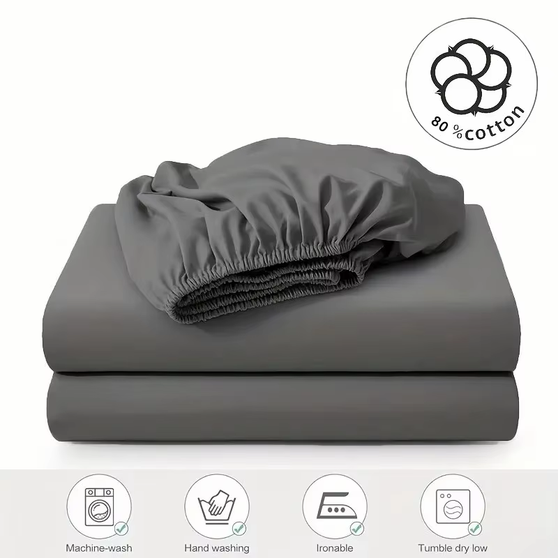 Drap-housse en coton délavé, housse de matelas à poche profonde de 30cm, respirant et confortable, a