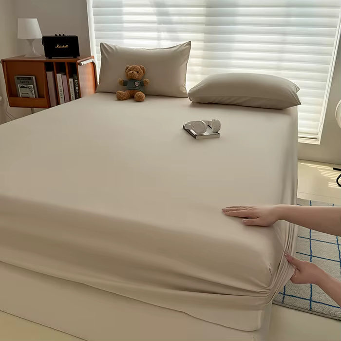 Nouvelle drap-housse de couleur unie avec bande élastique, housse de matelas réglable antidérapante 
