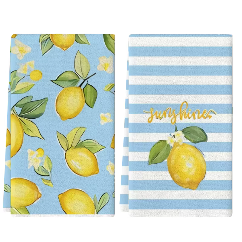 Lot de 2 serviettes de cuisine rayées bleues, 40 cm x 60 cm, les meilleures serviettes de cuisine, c