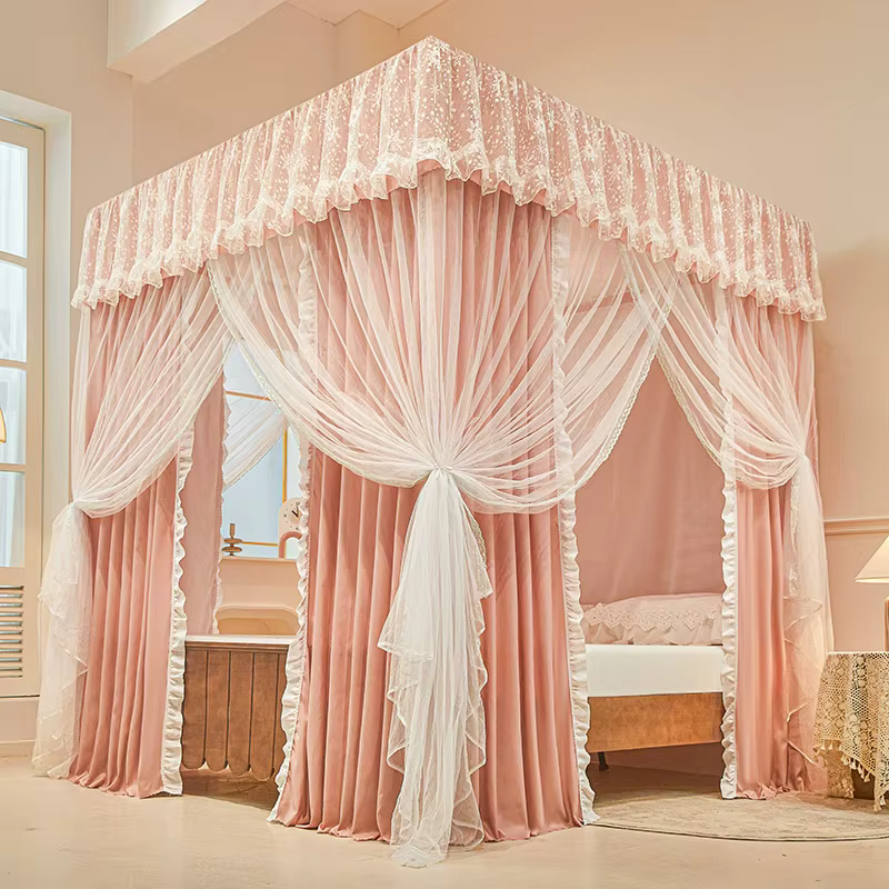 Rideau de lit quatre saisons, auvent pour chambre de fille, moustiquaire de palais avec cadre, ombra