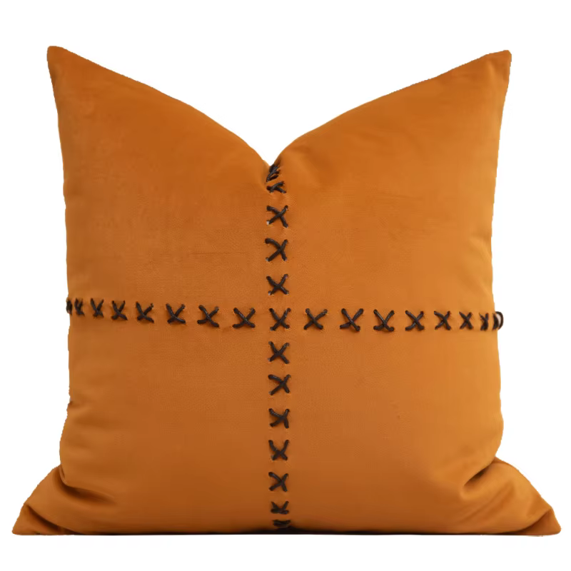 Housse de coussin Orange en tissu suédé, taie d'oreiller décorative de luxe pour chaise, canapé, cha