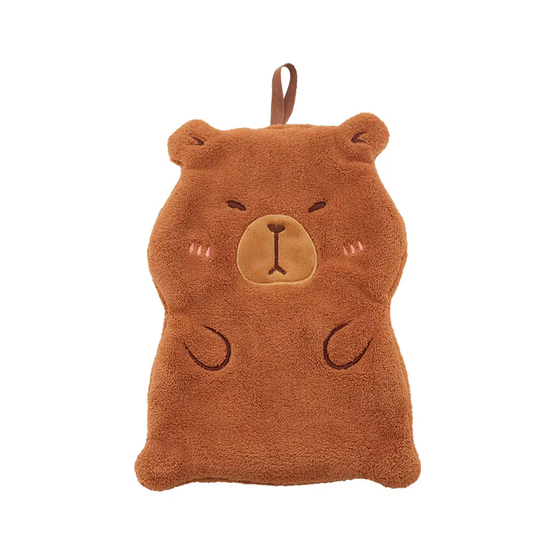 Serviette de toilette murale en velours corail motif capybara mignon, forte absorption d'eau, pour s
