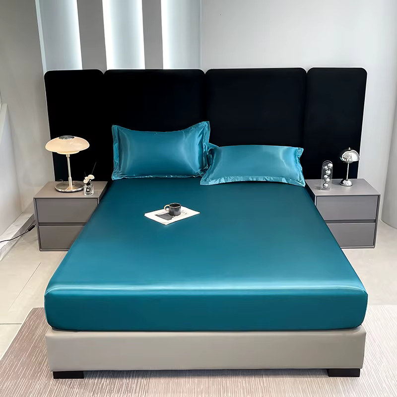 Drap-housse imperméable en Satin rayonne, drap de lit soyeux de couleur unie, draps à bande élastiqu