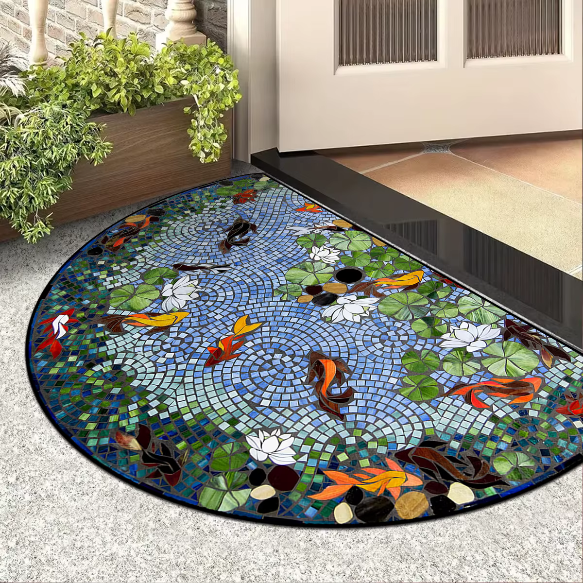 Tapis semi-circulaire maison paillasson porte d'entrée tapis maison extérieure tapis entrée jardin d