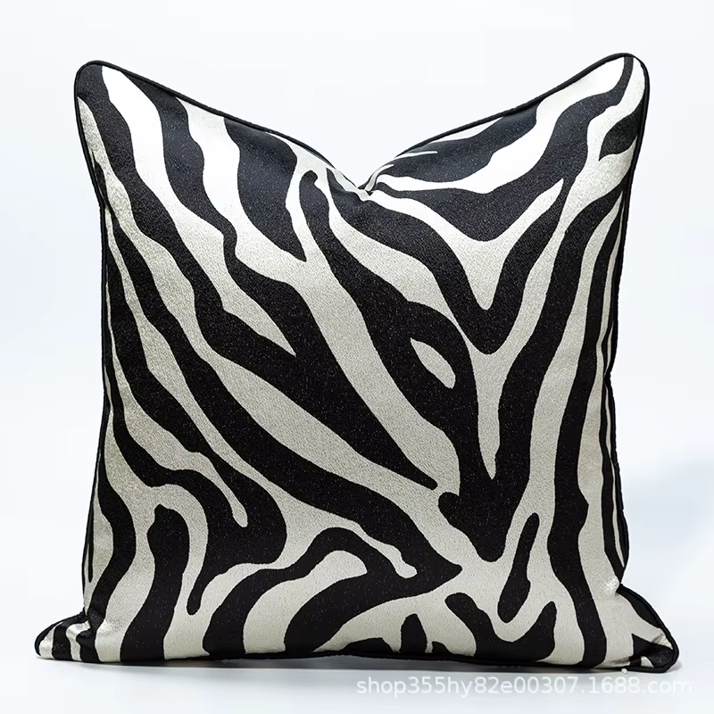 Housse de coussin jacquard de luxe, taie d'oreiller à imprimé zèbre américain pour la maison, le can