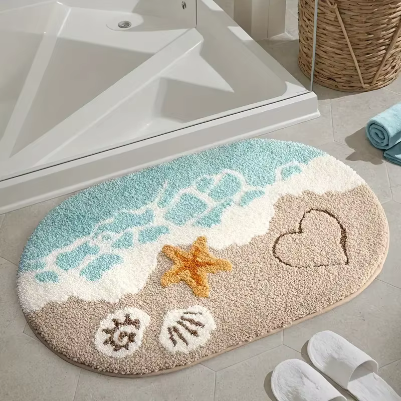 Tapis de sol d'été confortable imitation cachemire salle de bain baignoire tapis de sol absorbant ch