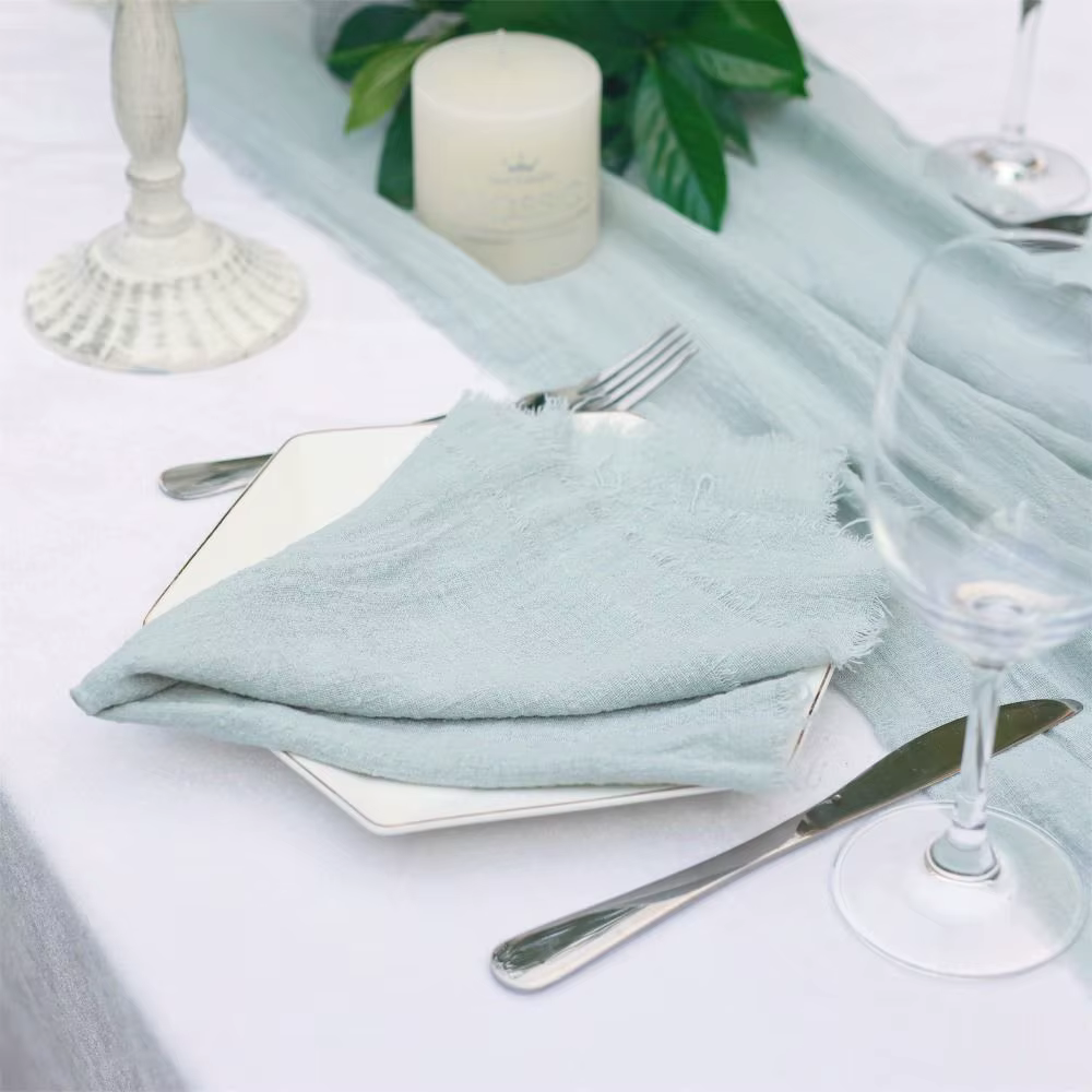 Serviettes de table en gaze de coton pour banquets, mariages, dîners, cuisine, fêtes, thé – Design é