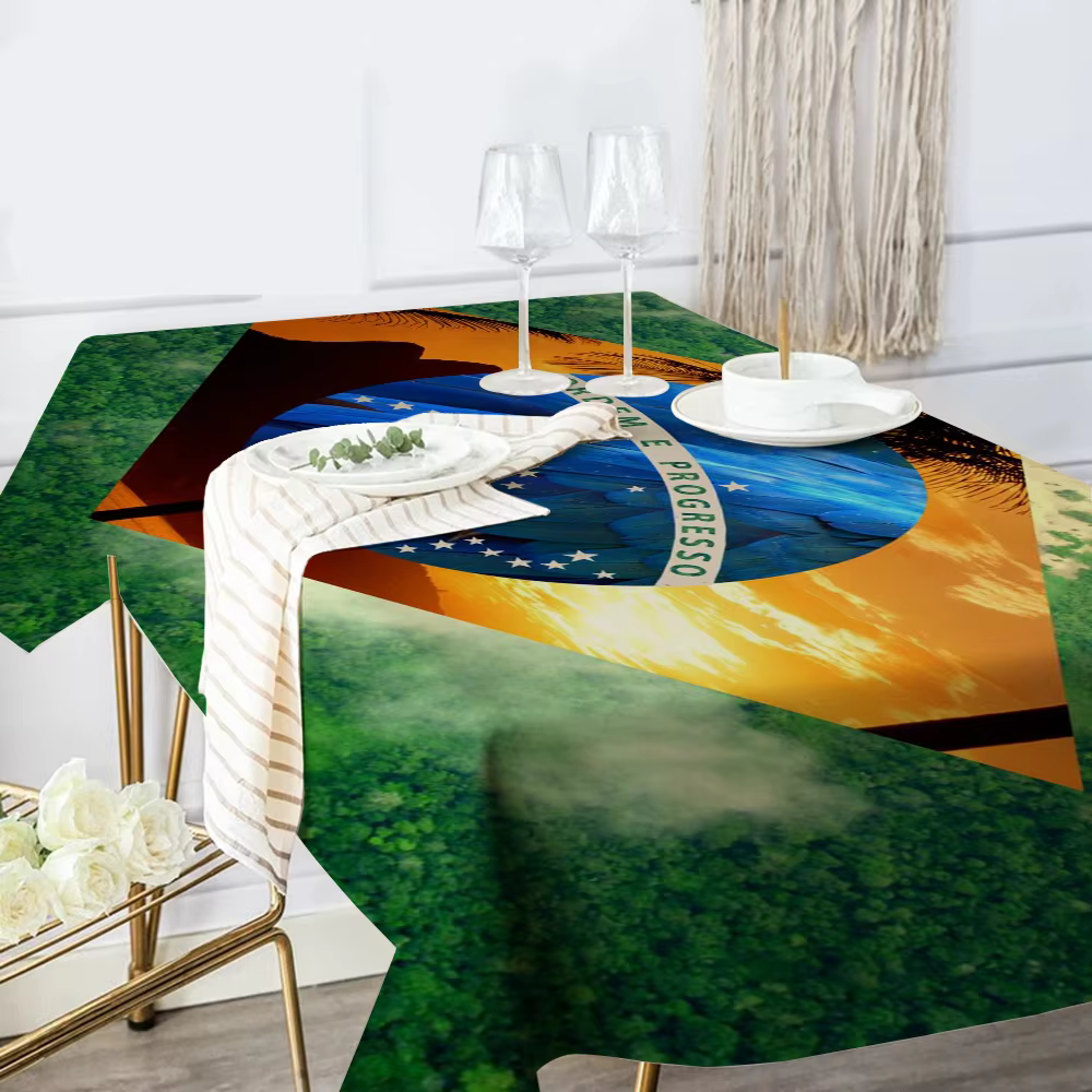 Nappe rectangulaire drapeau brésilien du brésil, nappe imprimée pour ferme, vacances, fête de mariag