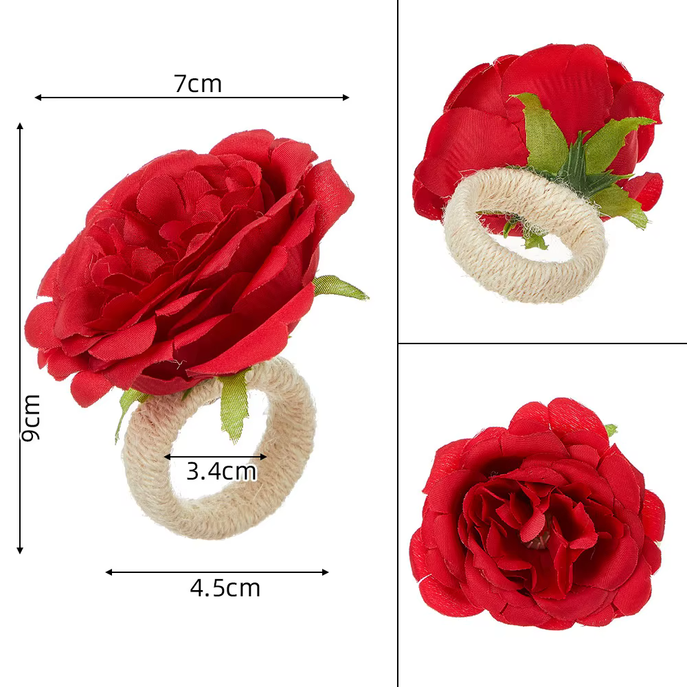 Anneau de serviette en forme de Rose de mariage, 6 pièces, porte-serviette créatif en forme de fleur